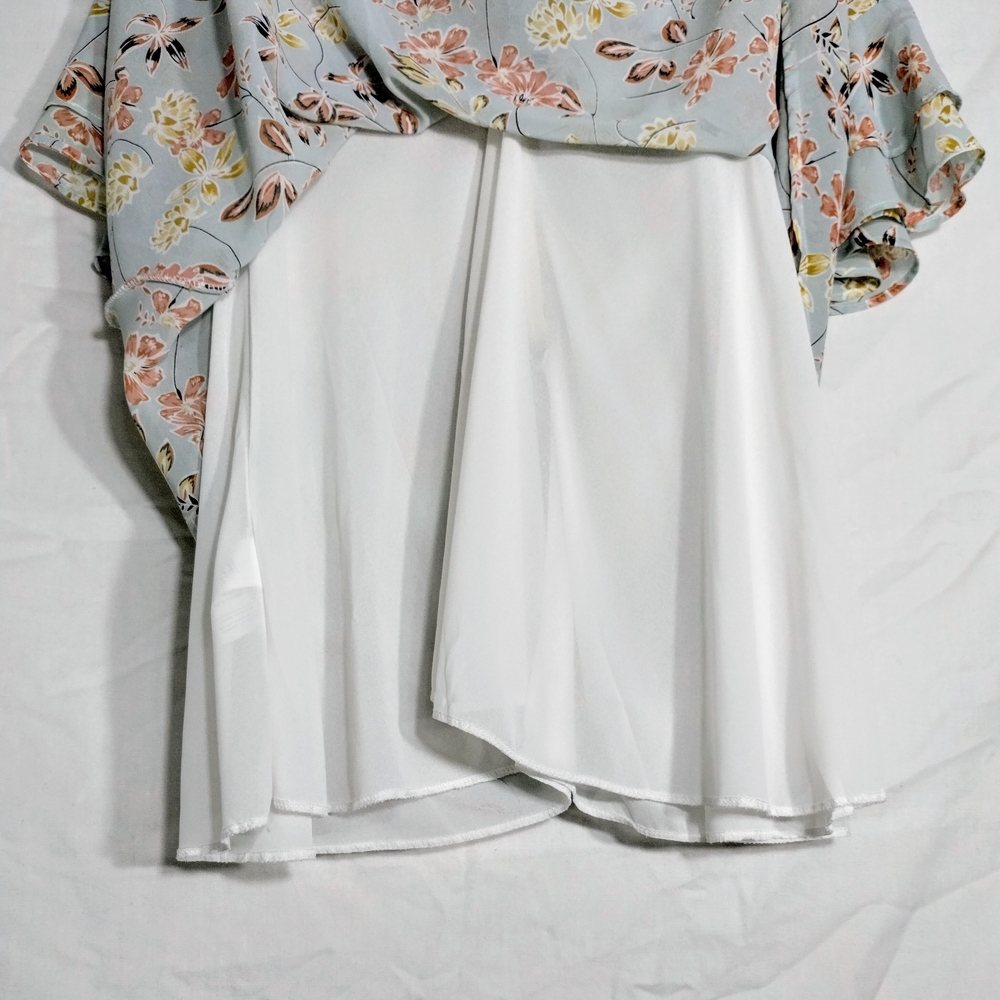 Natura Knee Length Dress Sz Medium Blue Floral Flowy Boho Cottagecore Peasant - Picture 6 of 15